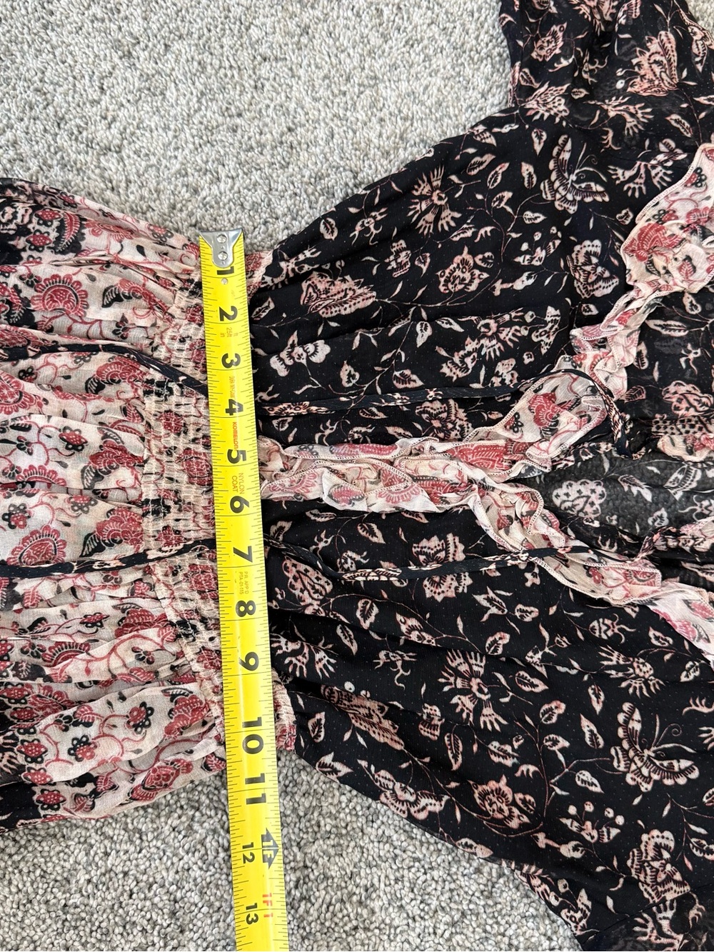 H&M Black Floral Prairie Coquette Boho Fairy Cottagecore Maxi Dress Women’s US 2 - Picture 10 of 14